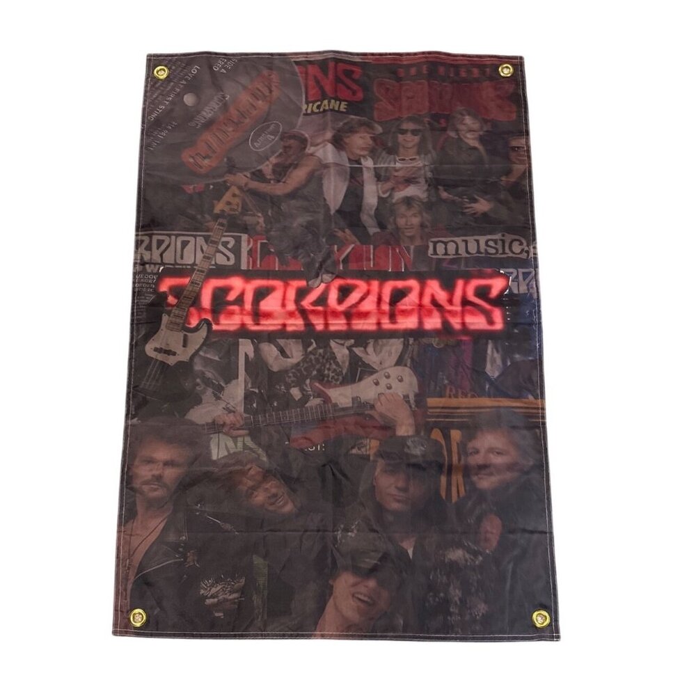 Scorpions Banner Rock Band Collage Grommets 24 x 35" Inch Wall Decor